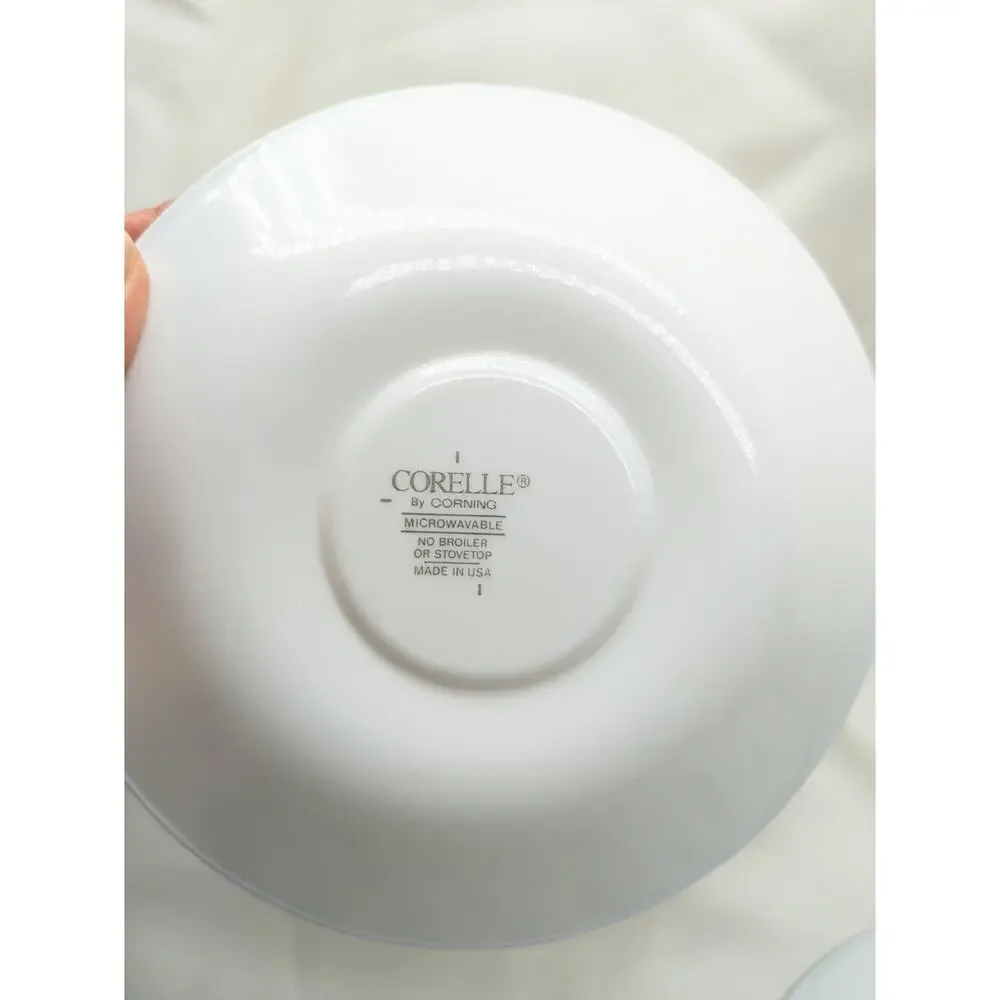 Set of 4 Corelle Callaway Ivy  Saucers Mug Plates Swirl Green Rim 6 1/4